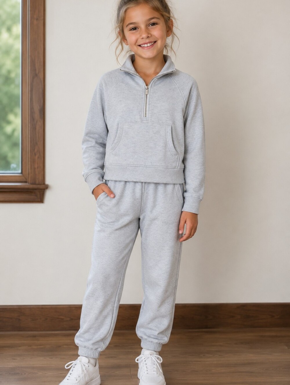Danskin Heather Gray Half-Zip Set